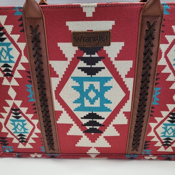 Wrangler Aztec Design Canvas Tote 12"x17" Handbag - Picture 7 of 9